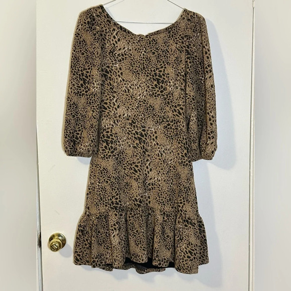 Anthropologie Maeve Animal Print Knit Cut Out Mini Dress. NWT Size US 14 - Picture 6 of 15